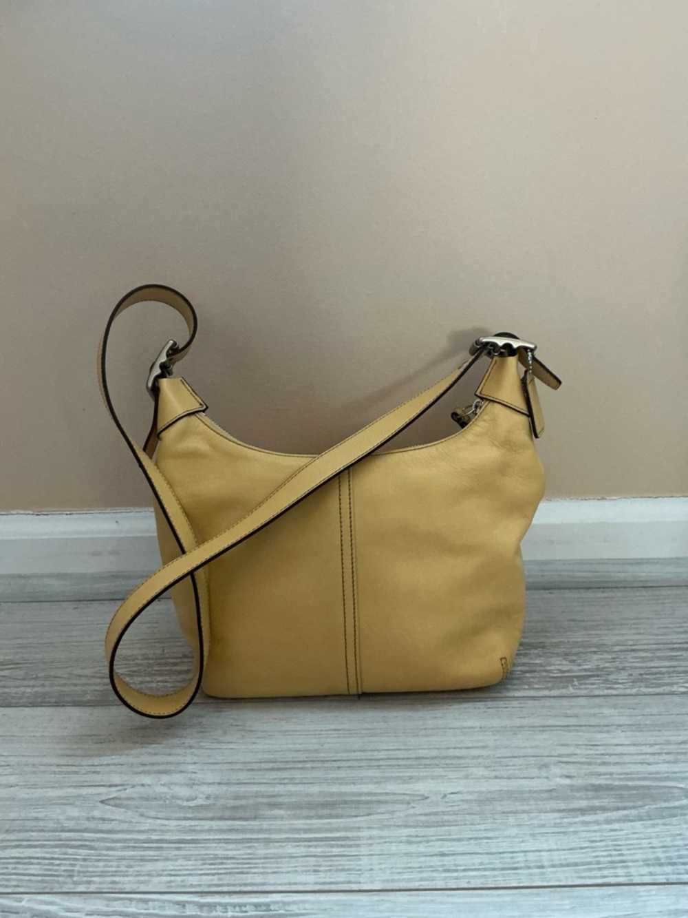 Coach Pebble Leather Shoulder Bag - Mustard